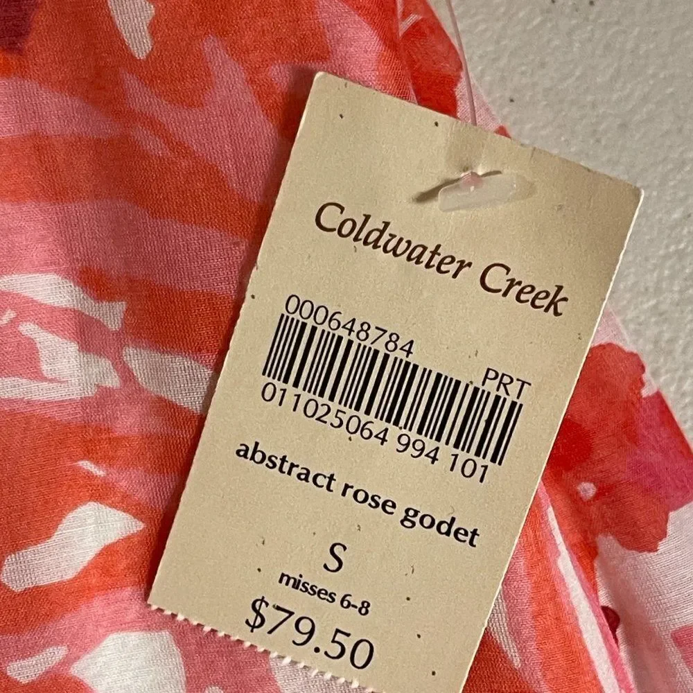 Coldwater Creek Floral Orange Skirt Small NWT